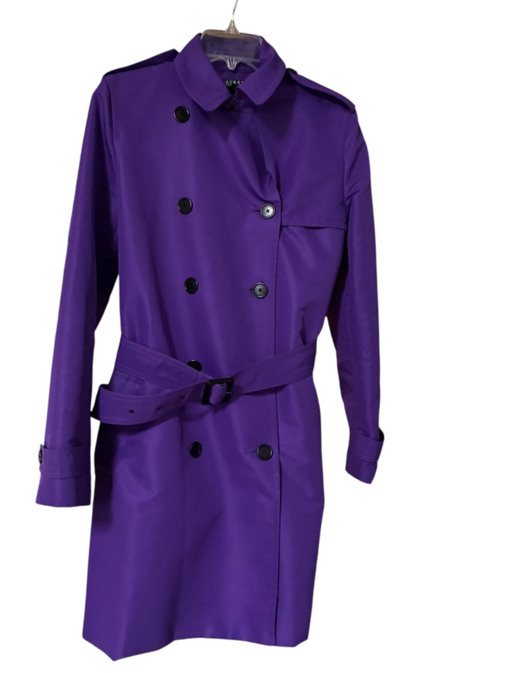 Lauren Ralph Lauren Deep Purple Double Breast Trench Coat Size Medium